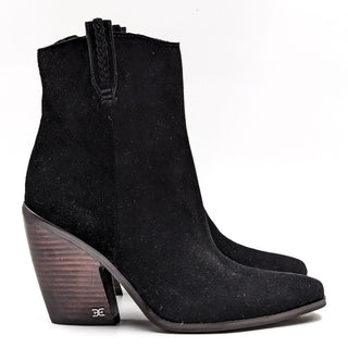 Sam Edelman Women Agnes Black Suede Western Cowboy Ankle Boots size 8