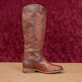 Frye Wmn Melissa Button Cognac Distress Leather Equestrian Riding Knee Boots 6