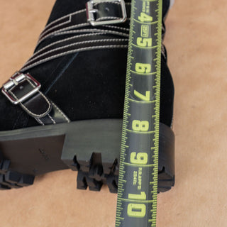 Nine West Women Davy Black Suede Fleece Lined Zip Winter Snow Boots sz 10