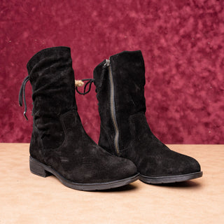 Sofft Women Sharnell Low Distress Black Suede Back Lace-up Mid Calf boots sz 6