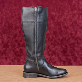 Frye Women Melissa D Ring Black Leather Zip Riding Equestrian Tall Boots sz 6.5