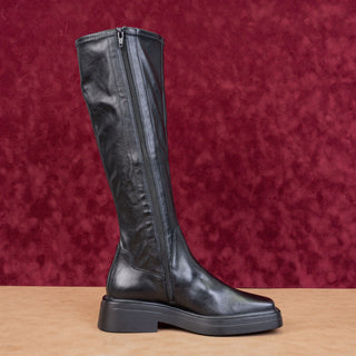 Vagabond Women Black Leather Zip Fashion Square Toe Retro Knee Boots 7US EUR37