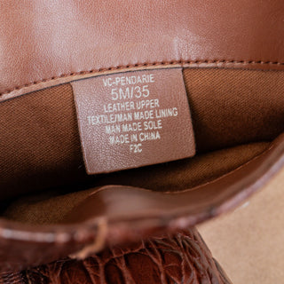 Vince Camuto Women Pendarie Brown Croc Print Leather Zip Knee Boots sz 5