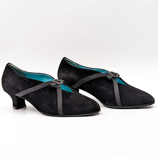 Thierry Rabotin Women Black Rhinestones Detail Suede Shoes size 8.5US EUR38.5