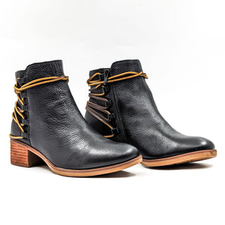 Korks Women Belaya Black Leather lace up zip ankle Boots size 8
