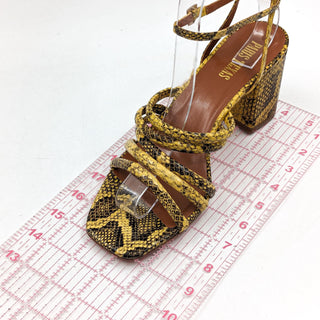 Paris Texas Women Carla Yellow Snake Leather Strappy Sandals size 7.5US 38EUR