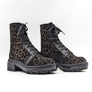 Rag&Bone Women Shaye Leopard Print Lace-up Zip Black Combat Boots 6US EUR 36.5