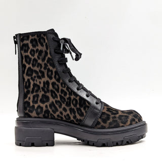 Rag&Bone Women Shaye Leopard Print Lace-up Zip Black Combat Boots 6US EUR 36.5