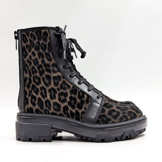 Rag&Bone Women Shaye Leopard Print Lace-up Zip Black Combat Boots 6US EUR 36.5