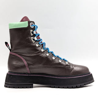 Larroude Women Jordan Hiker Multicolor Leather Lace up Combat Boots size 10