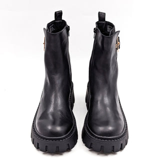 Steve Madden Women Sameera Black Leather Festival Moto Boots sz 9