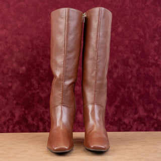 Naturalizer Women Nona Brown Faux Leather Dress Office Zip Knee Boots sz 8