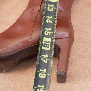 Naturalizer Women Nona Brown Faux Leather Dress Office Zip Knee Boots sz 8