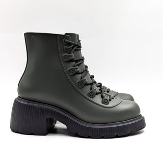 Melissa Women Cosmo Green Black Platform Festival Lace Combat Boots size 9