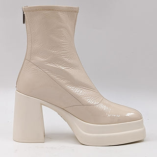 Free People Wmn Double Stack Y2k 90s Platform Cream Leather Boots 9.5US EUR 40