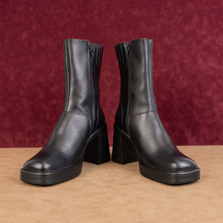 Steve Madden Women Fant Black Platform Festival Party Retro Leather Boots sz 10