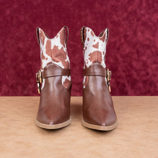 Seven7 Women Gayle Brown Faux Leather Cowgirl Western Pointy Toe Boots sz 8.5