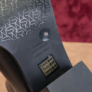 Stuart Weitzman Women Tate Black Leather Western Block Heel Ankle Boots sz 9