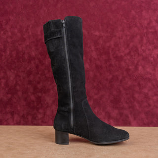 La Canadienne Women Black Suede Waterproof Zip Fashion Heel Knee Boots sz 8