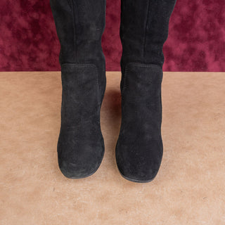 La Canadienne Women Black Suede Waterproof Zip Fashion Heel Knee Boots sz 8