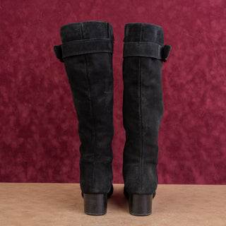 La Canadienne Women Black Suede Waterproof Zip Fashion Heel Knee Boots sz 8