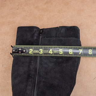 La Canadienne Women Black Suede Waterproof Zip Fashion Heel Knee Boots sz 8