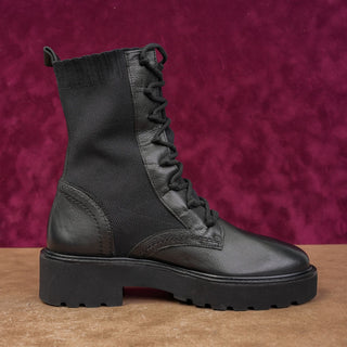 Paul Green Wmn Kaiden Black Leather Festival Party Lace Combat Boots 6.5US AUS4