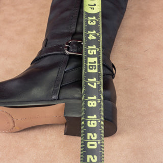 Vince Camuto Women Ovar Black Leather Buckle Riding Fashion Knee Boots sz 8