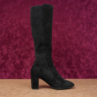 Stuart Weitzman Wmn Livia Black Suede Fashion Block Heel Stretch Knee Boots sz 9