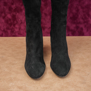 Stuart Weitzman Wmn Livia Black Suede Fashion Block Heel Stretch Knee Boots sz 9