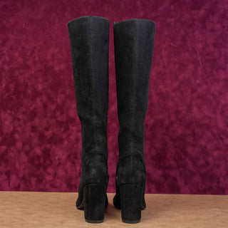 Stuart Weitzman Wmn Livia Black Suede Fashion Block Heel Stretch Knee Boots sz 9