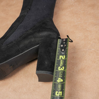 Stuart Weitzman Wmn Livia Black Suede Fashion Block Heel Stretch Knee Boots sz 9