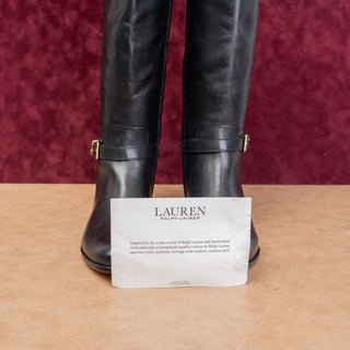 Ralph Lauren Women Brooke Black Leather Equestrian Riding Knee Boots sz 9.5