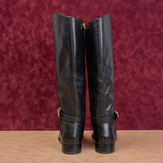 Ralph Lauren Women Brooke Black Leather Equestrian Riding Knee Boots sz 9.5