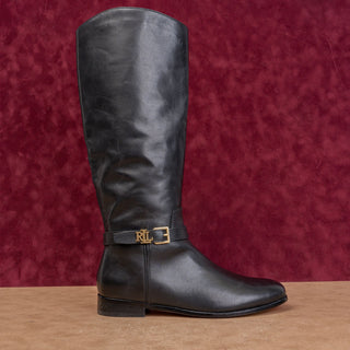 Ralph Lauren Women Brooke Black Leather Equestrian Riding Knee Boots sz 9.5
