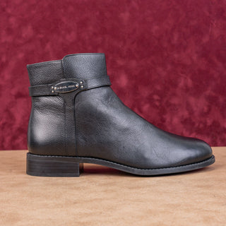 Michael Kors Women Finley Logo Black Leather Dressy Ankle Fashion Boots sz 9.5