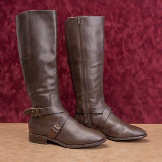Nine West Women Vintage Y2K Brown Leather Classic Riding Zip Knee Boots sz 7