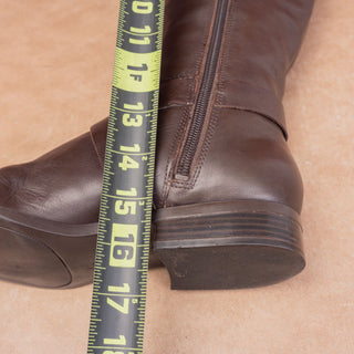 Nine West Women Vintage Y2K Brown Leather Classic Riding Zip Knee Boots sz 7