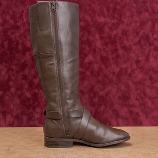 Nine West Women Vintage Y2K Brown Leather Classic Riding Zip Knee Boots sz 7