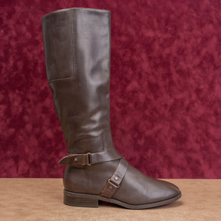 Nine West Women Vintage Y2K Brown Leather Classic Riding Zip Knee Boots sz 7