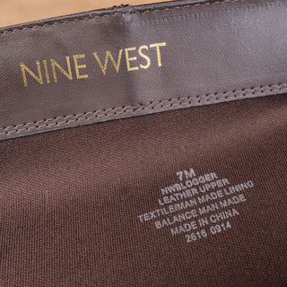 Nine West Women Vintage Y2K Brown Leather Classic Riding Zip Knee Boots sz 7