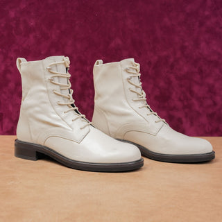 Rag&Bone Women Slayton White Leather Lace-up Combat Boots Size 10.5US EUR 41