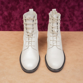 Rag&Bone Women Slayton White Leather Lace-up Combat Boots Size 10.5US EUR 41