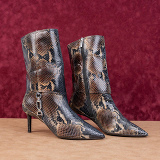 Aquatalia Women Snake Print Zip Party fashion Heeled Pointy Toe Boots sz 9