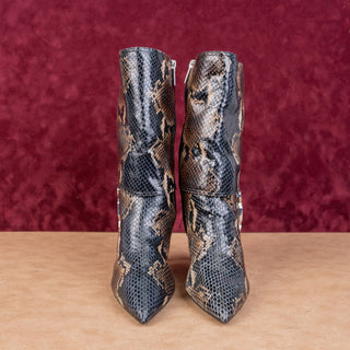 Aquatalia Women Snake Print Zip Party fashion Heeled Pointy Toe Boots sz 9