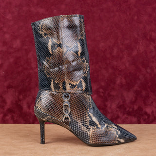 Aquatalia Women Snake Print Zip Party fashion Heeled Pointy Toe Boots sz 9