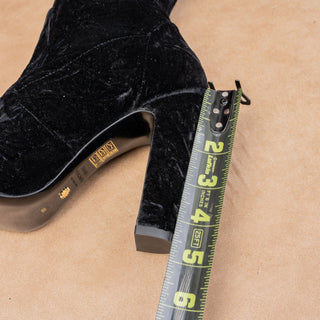 Stuart Weitzman Wmn Slip-on Lace Cord Black Stretch Velvet Fashion OTK Boots 8