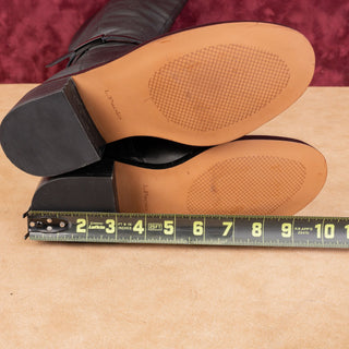 Linea Paolo Women Kamile Black Leather Wide Calf Fashion Knee Riding Boots 6.5WC