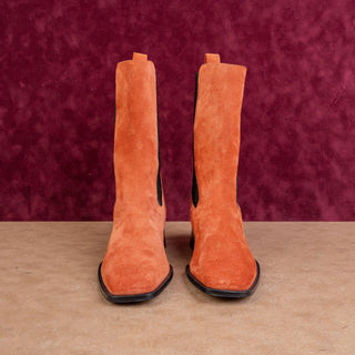 Neous Women Fine Smooth Orange Suede Slip-on Chelsea Fashion Boots sz 8US EUR38
