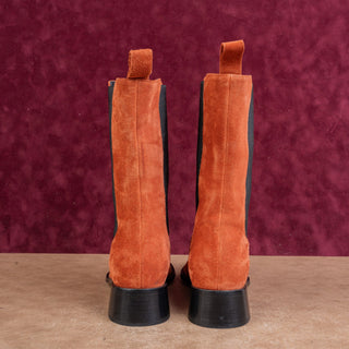 Neous Women Fine Smooth Orange Suede Slip-on Chelsea Fashion Boots sz 8US EUR38